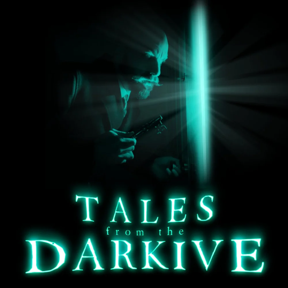 An image of a person looking into a portal of light with the words Tales from the Darkive underneath